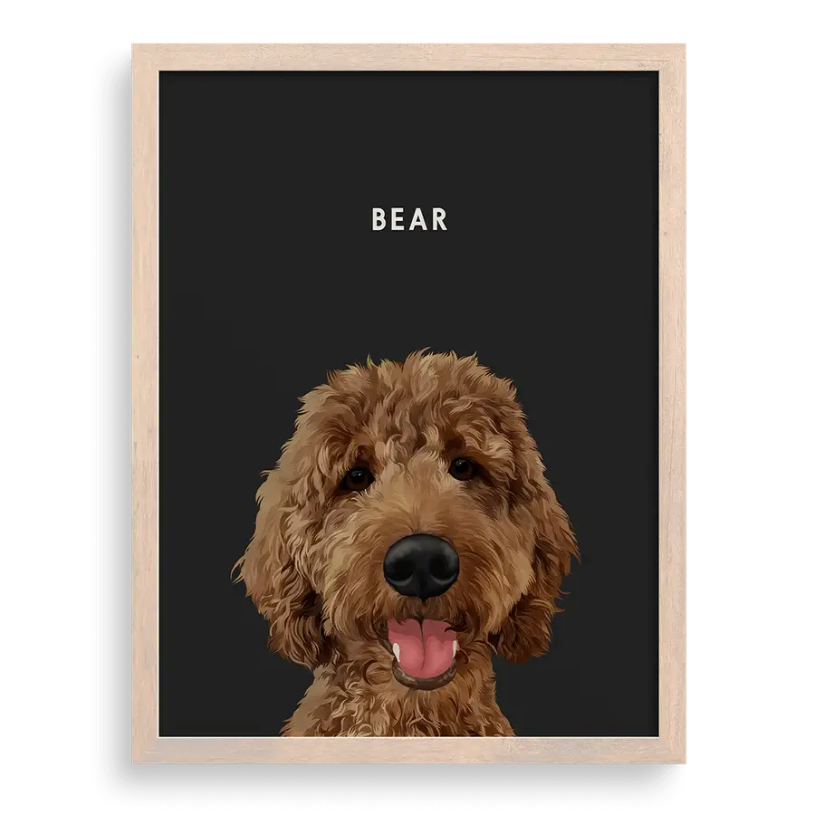 Regal-style pet artwork featuring a small dog with crown and robe
