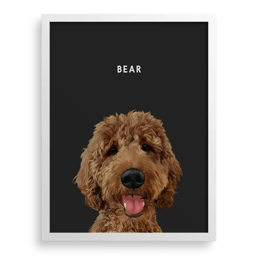 One-of-a-kind custom pet print with soft pastel background