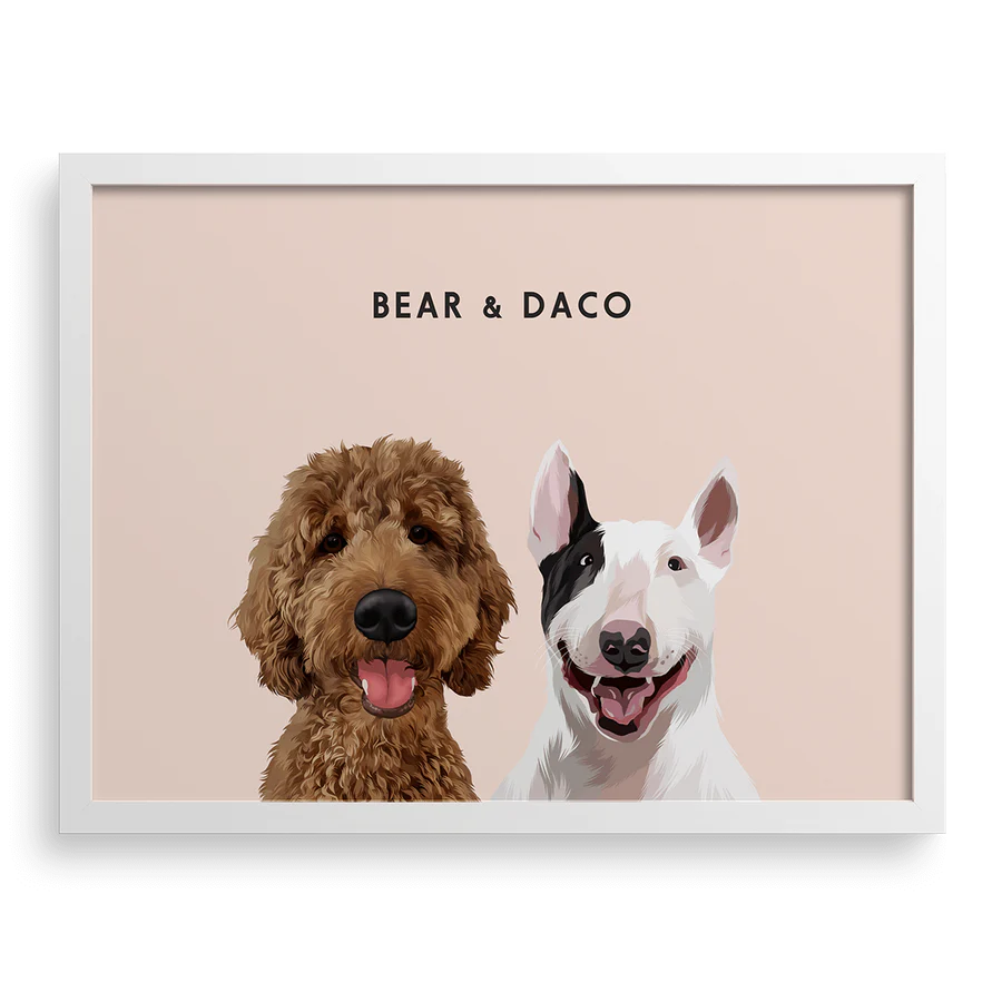 Royal family pet poster showing three pets in matching outfits