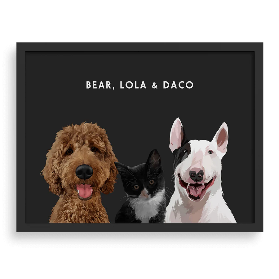 Custom Portrait for Three Pets PawPixie