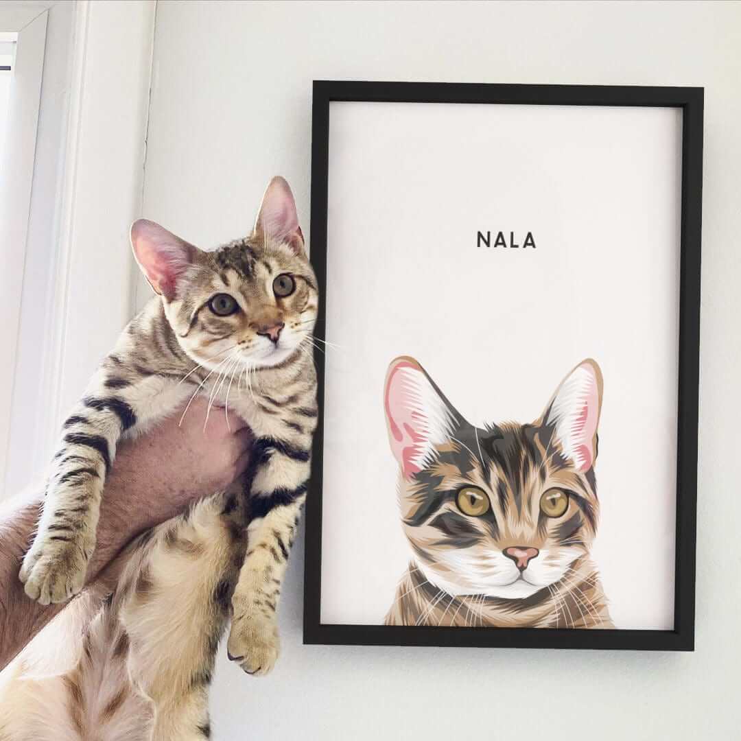 Pet memorial gifts cat artwork framed, renaissance pet portrait style