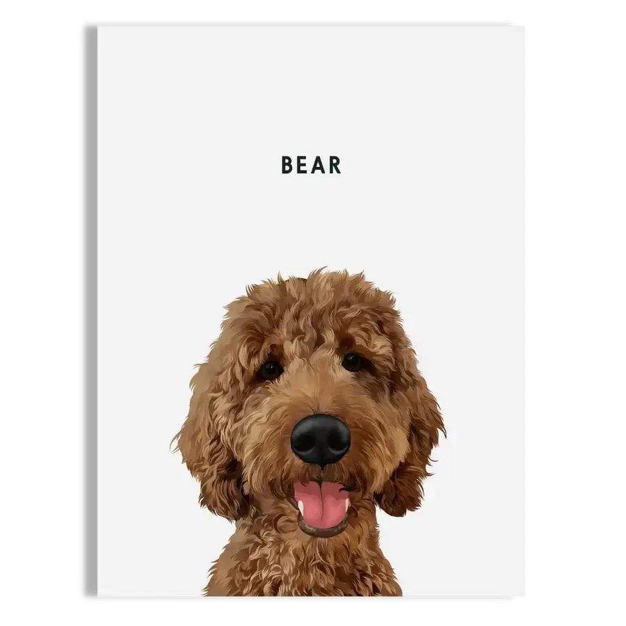 Dog and cat for art portrait on soft white background, frameless design — personalised dog memorial gift by Paw-Pixie