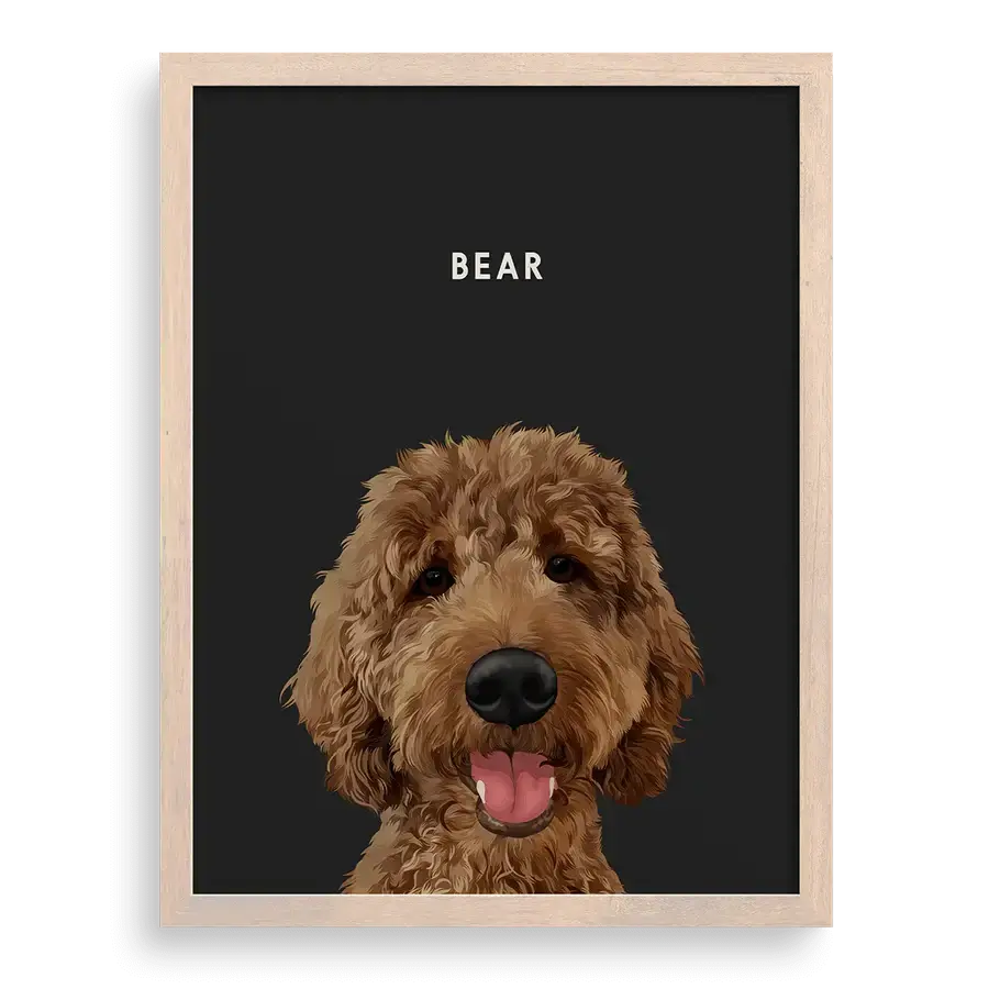 Regal-style pet artwork featuring a small dog with crown and robe