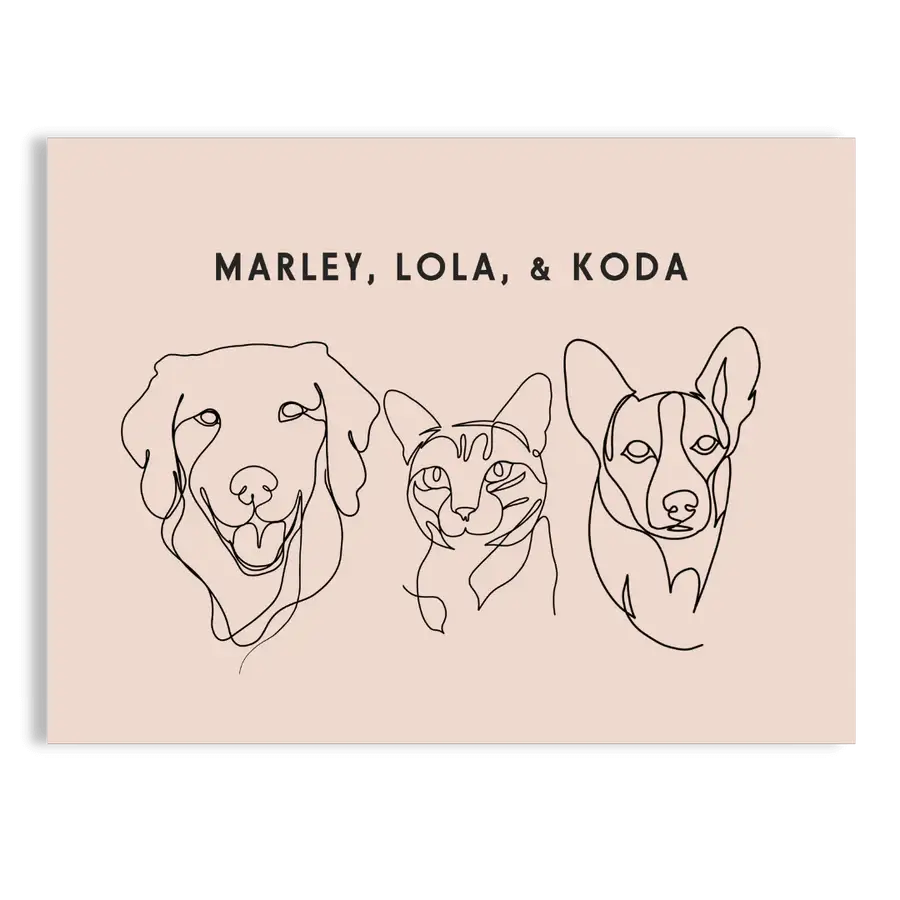 Clean and minimal pet outline artwork with white background