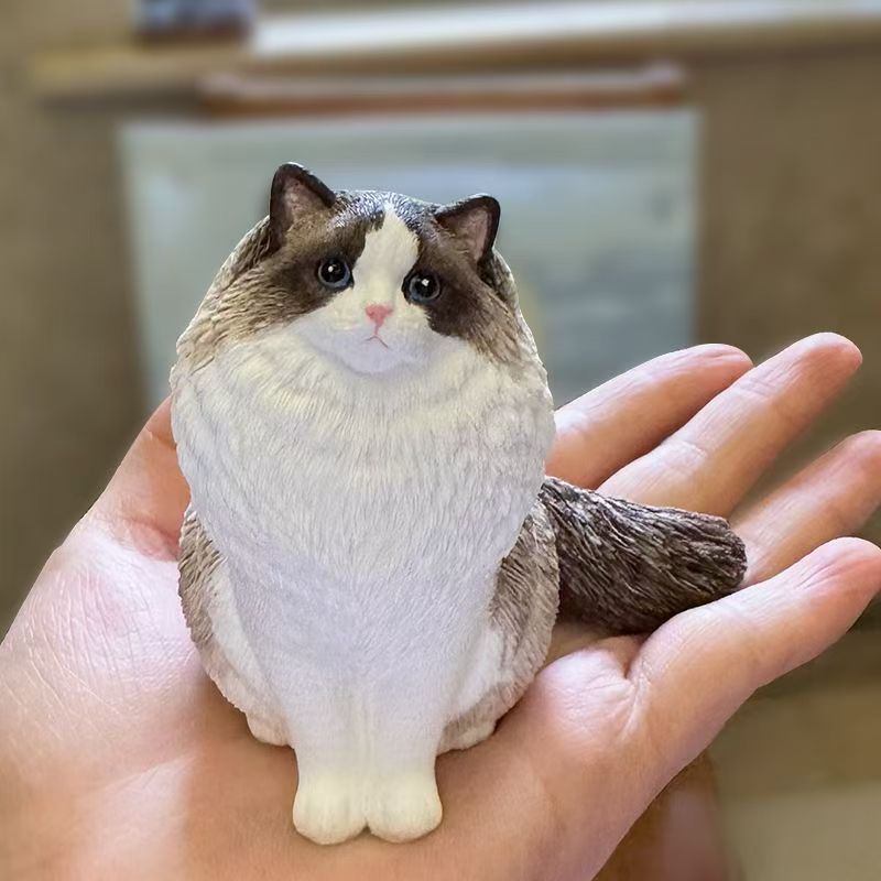Handmade Ragdoll Cat Figurine in Hand