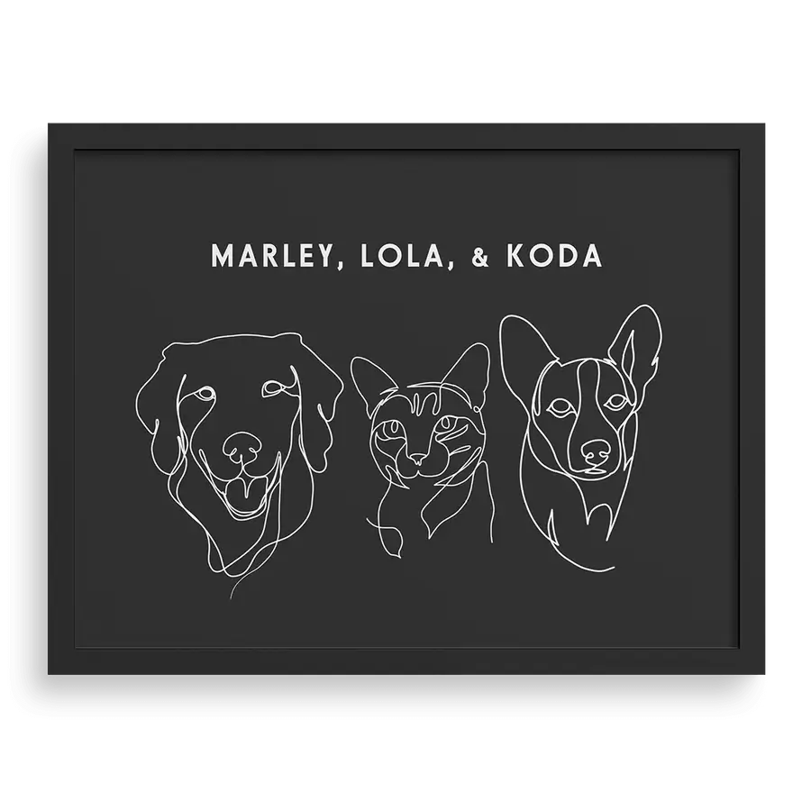 Contemporary style pet outline created with fluid strokes