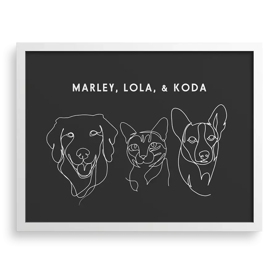 Custom hand-drawn cat outline for pet lovers' gift