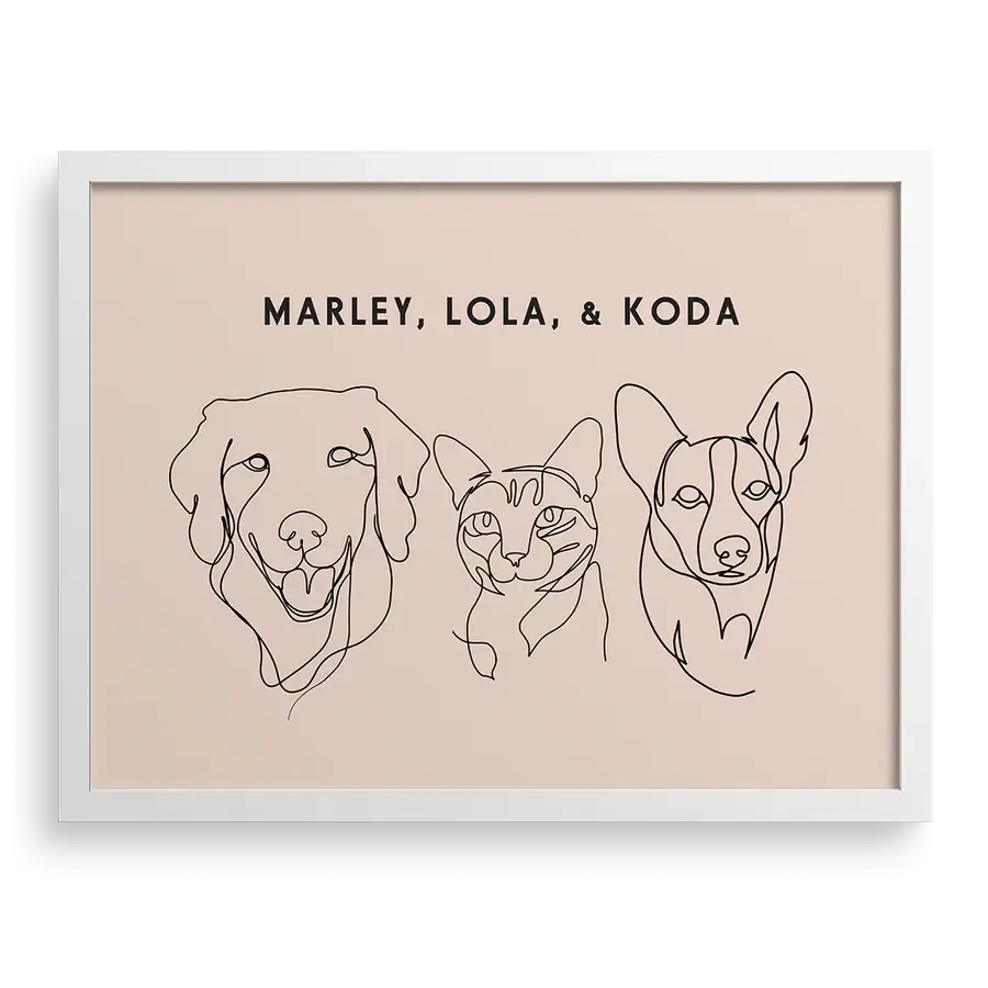 Personalized dog line sketch featuring floppy ears