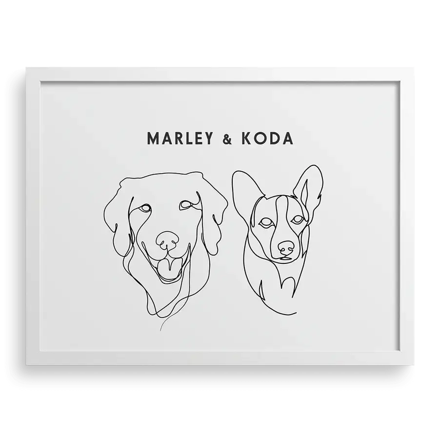 Personalized cat portrait in minimalist line form