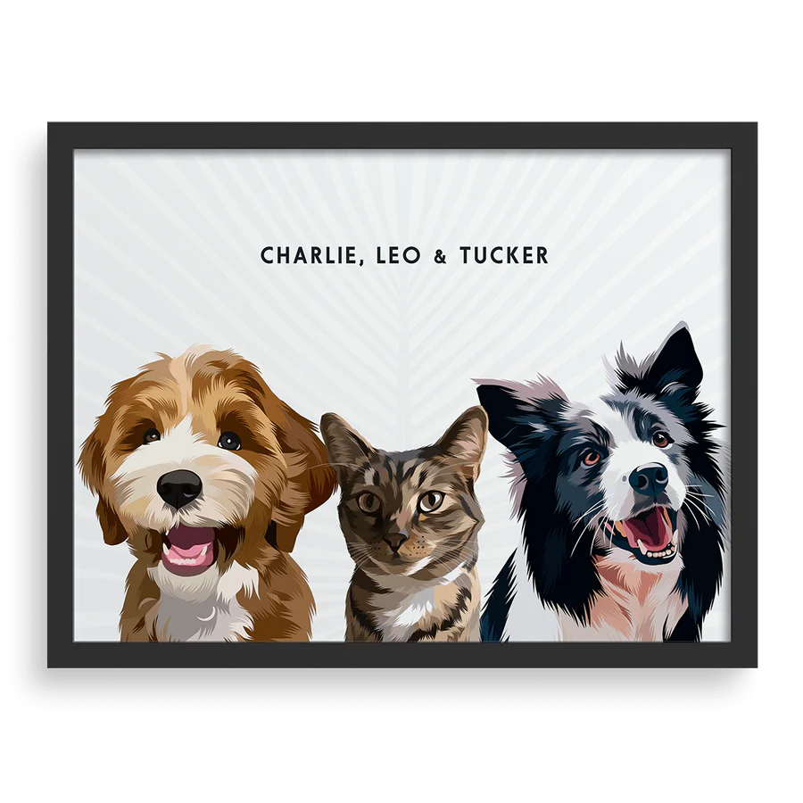 Custom Portrait for Three Pets PawPixie