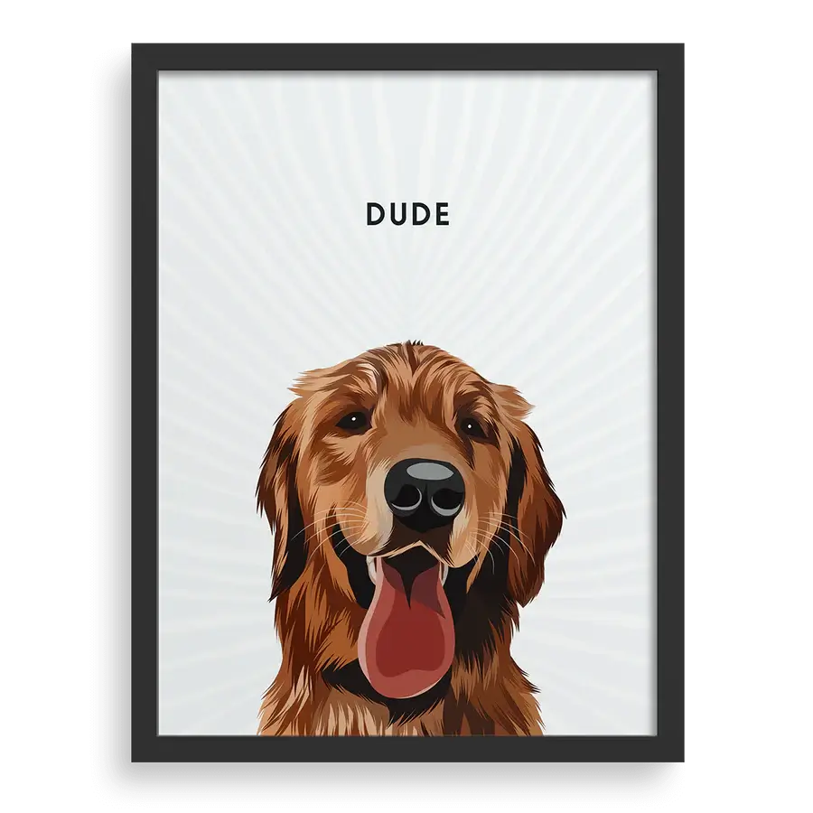 Custom photo-to-painting transformation of a fluffy dog