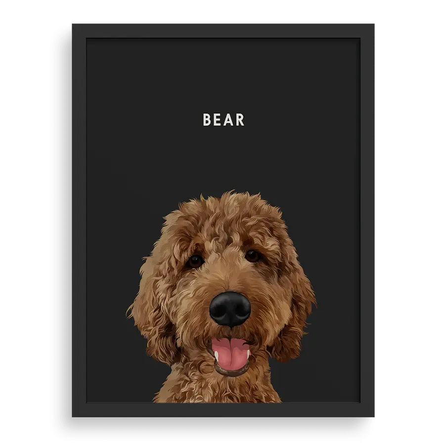 Custom portrait of one brown dog by Paw-Pixie, designed with a black background.