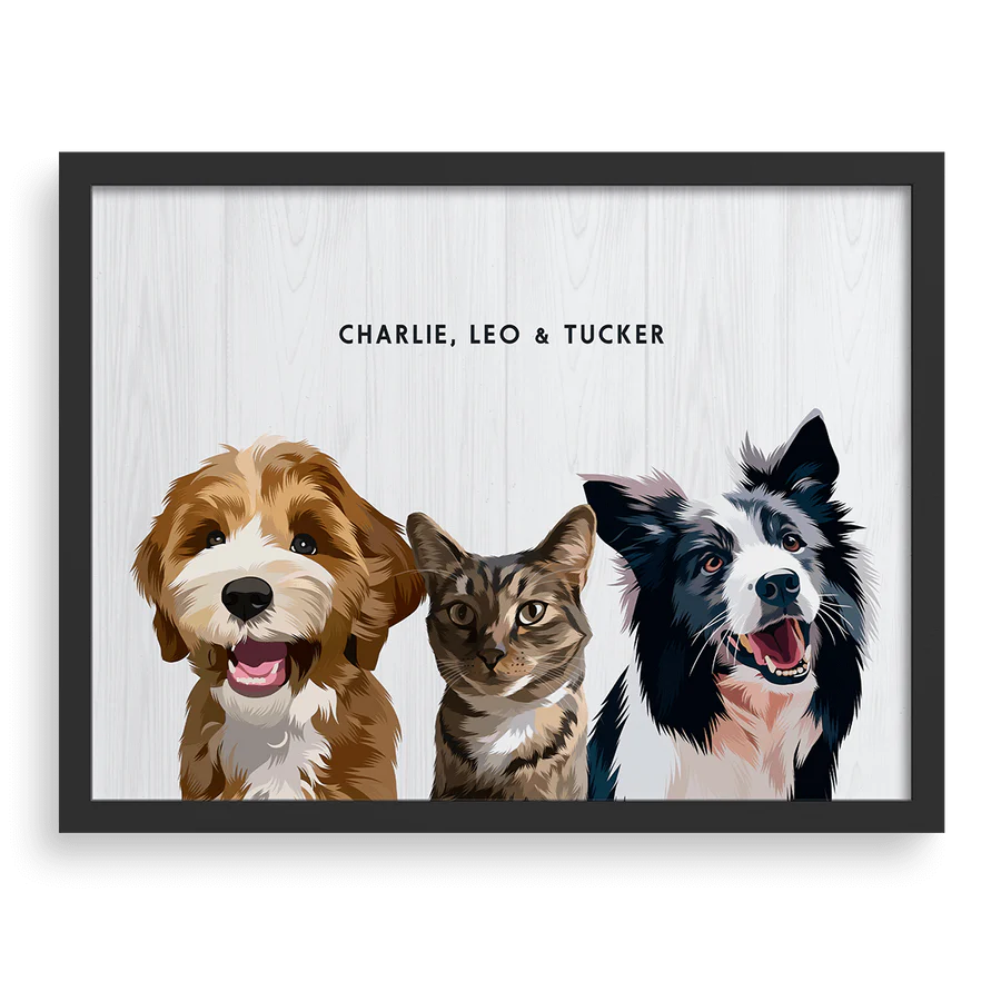 Custom Portrait for Three Pets PawPixie