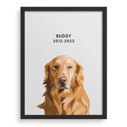 Pet portrait example featuring a short quote below the illustration