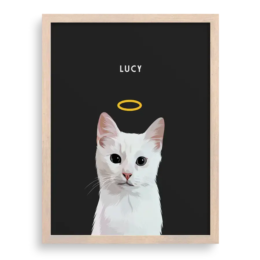 Custom pet remembrance art with name and birth-death dates