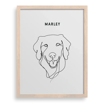 Custom hand-sketched pet portrait using one continuous line