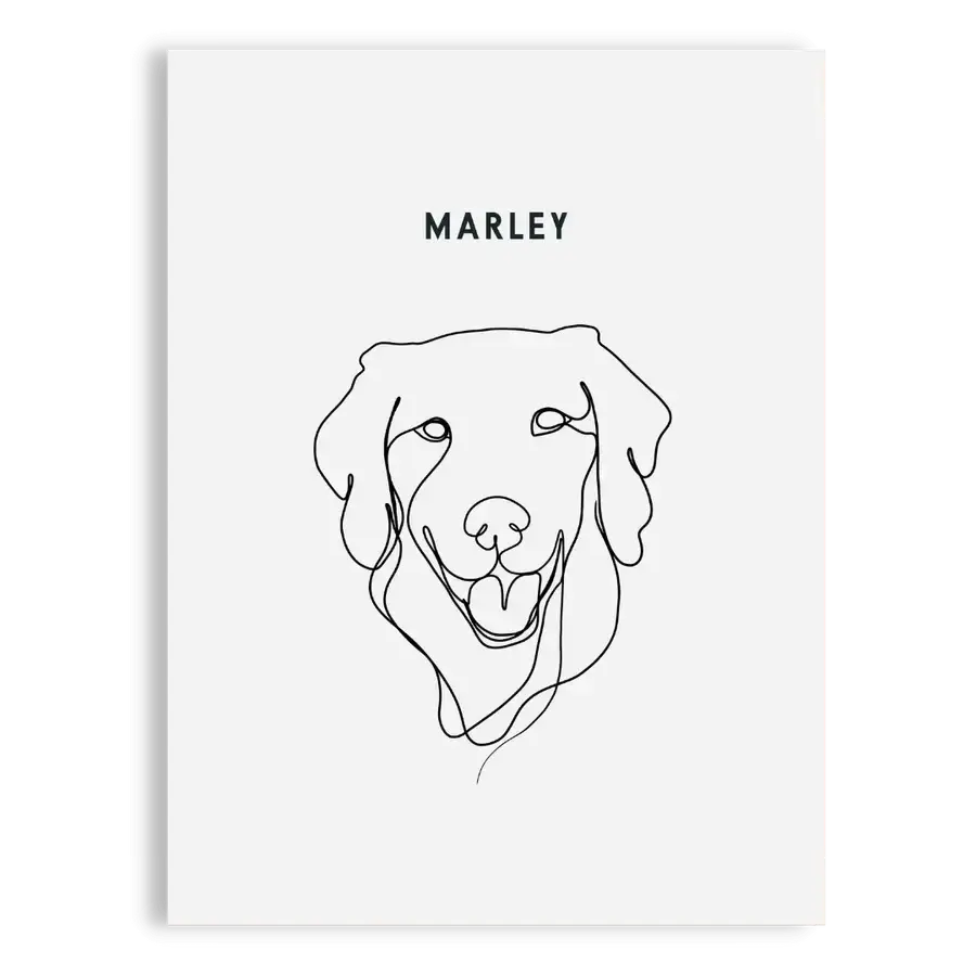 Artistic pet line sketch of a labrador with soft expression