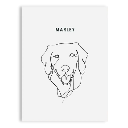 Artistic pet line sketch of a labrador with soft expression