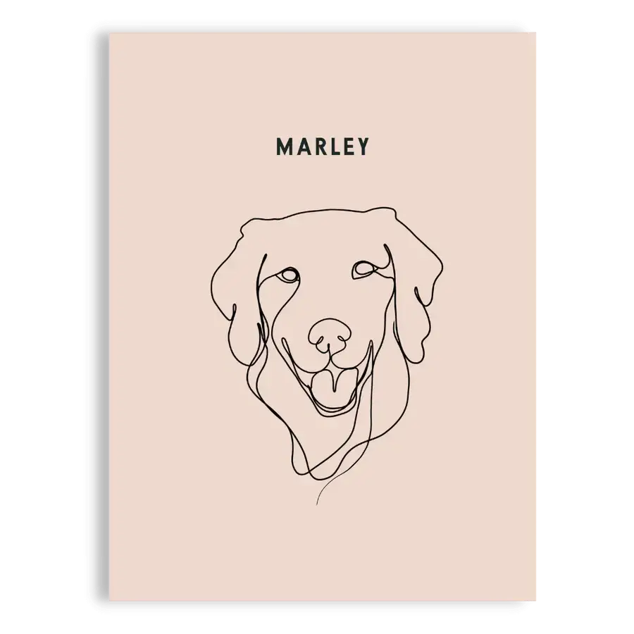 Fine line custom pet portrait with minimalistic frame