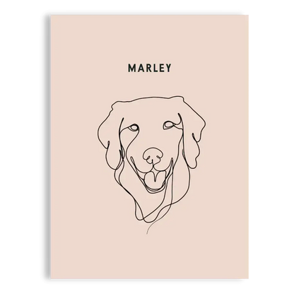 Fine line custom pet portrait with minimalistic frame