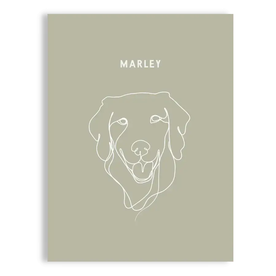 Elegant single-line artwork of a dog in black ink style