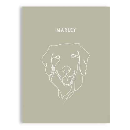 Elegant single-line artwork of a dog in black ink style