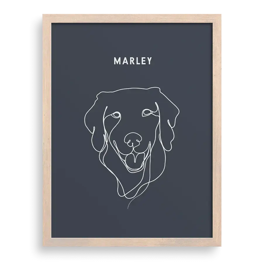 Modern wall art of a dog in line art style