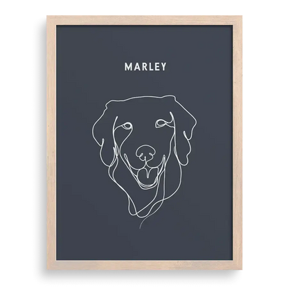 Modern wall art of a dog in line art style