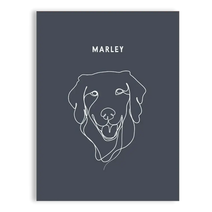 Personalized line drawing pet print for modern home decor