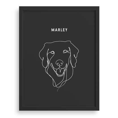 Custom One Pet Line Drawing Portrait PawPixie
