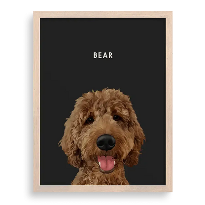 Regal-style pet artwork featuring a small dog with crown and robe