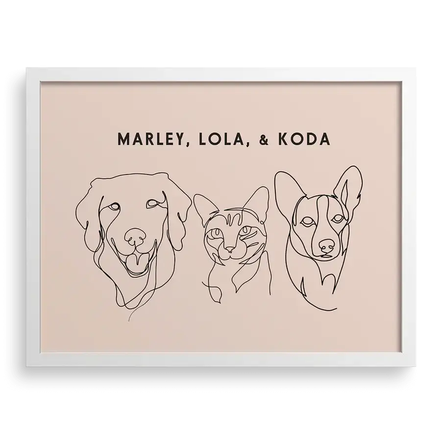 Personalized dog line sketch featuring floppy ears