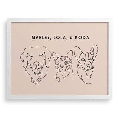 Personalized dog line sketch featuring floppy ears