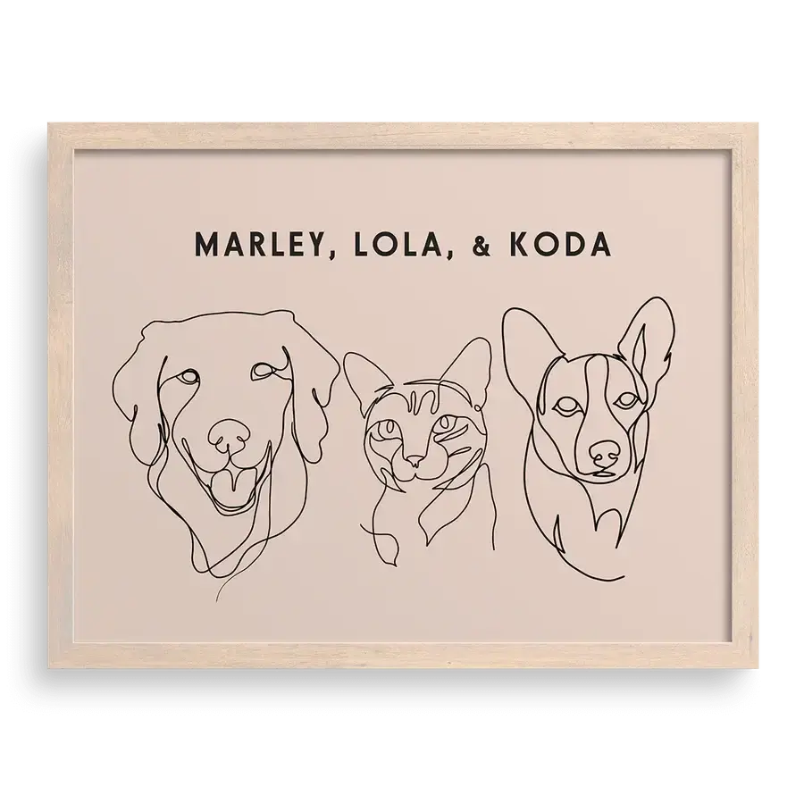 Pet illustration in linear format, perfect for framing