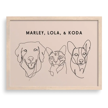Pet illustration in linear format, perfect for framing
