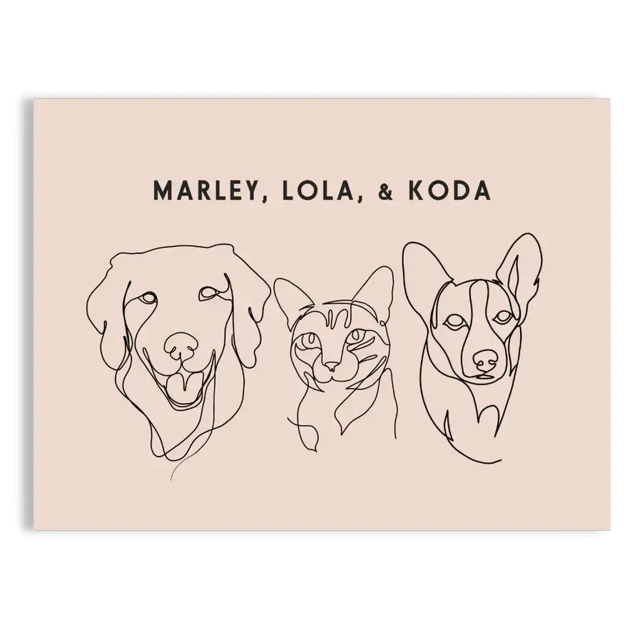 Clean and minimal pet outline artwork with white background