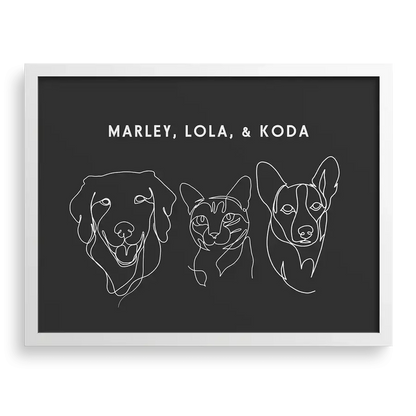 Custom hand-drawn cat outline for pet lovers' gift