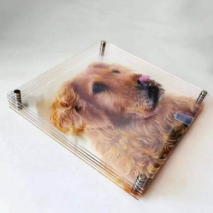 Hand-painted acrylic 3D portrait of a beloved pet for home display