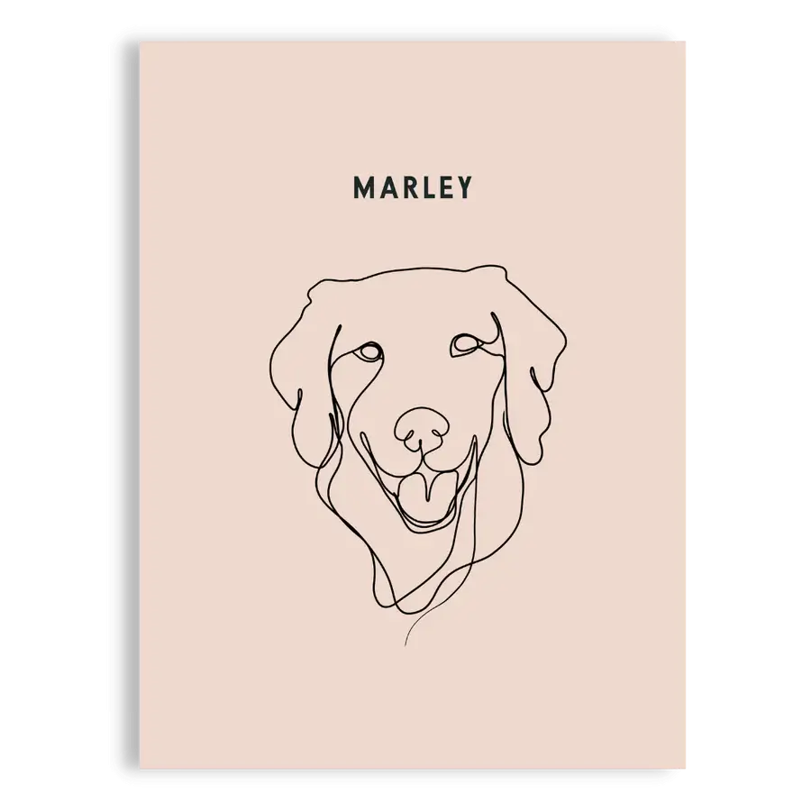 Fine line custom pet portrait with minimalistic frame