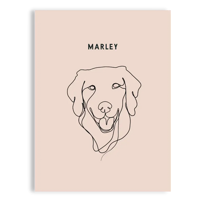 Fine line custom pet portrait with minimalistic frame