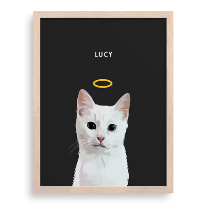 Custom pet remembrance art with name and birth-death dates
