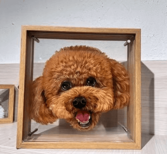 Close-up of hand-painted pet features in 3D acrylic layers