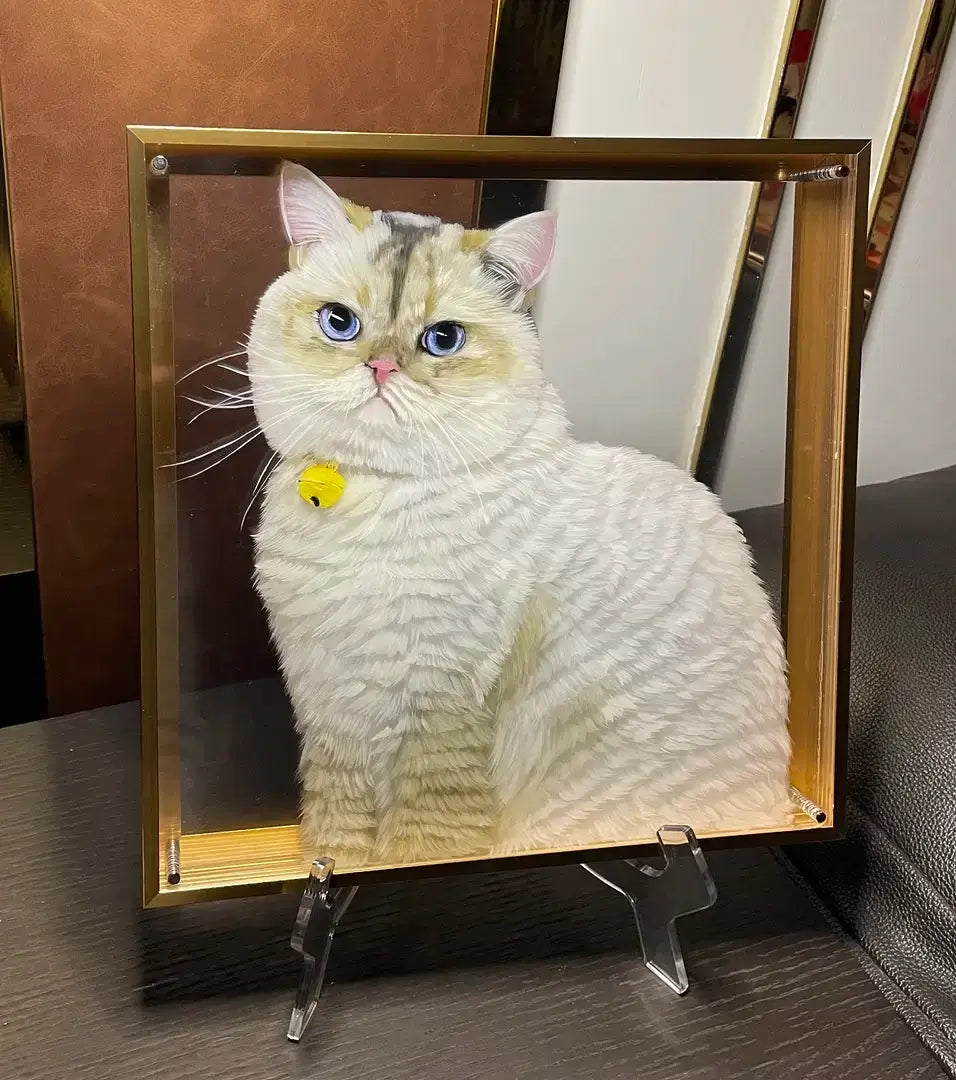 Handmade acrylic memorial frame capturing a dog’s expression