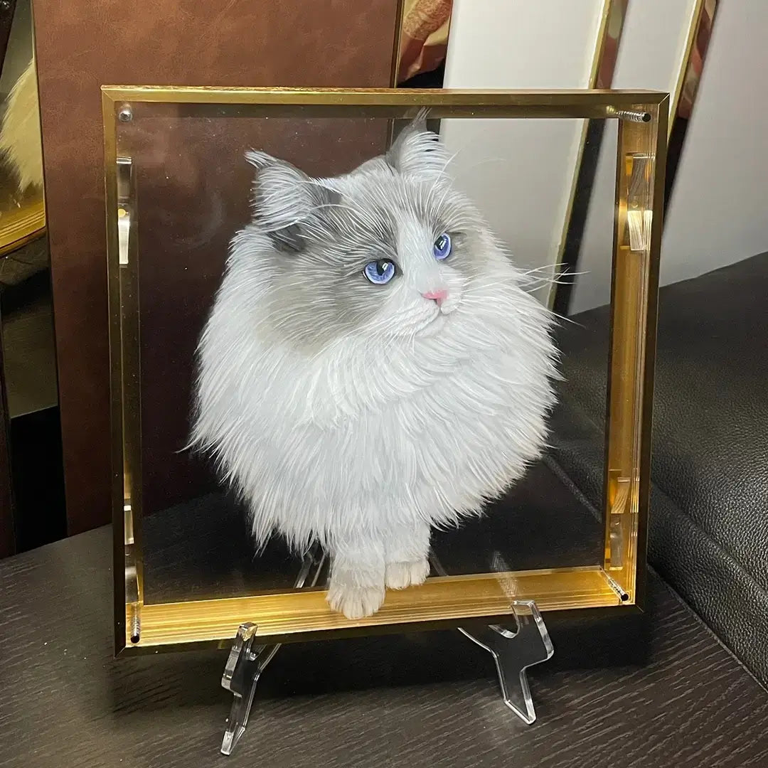Custom-made dog portrait with layered acrylic craftsmanship