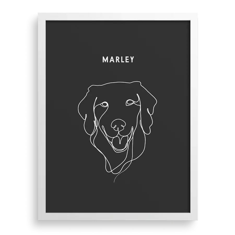 Custom pet outline art with clean, modern minimalist look