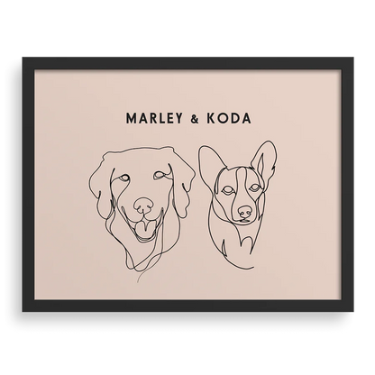 Custom Two Pet Line Drawing Portrait