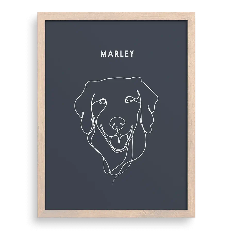 Modern wall art of a dog in line art style