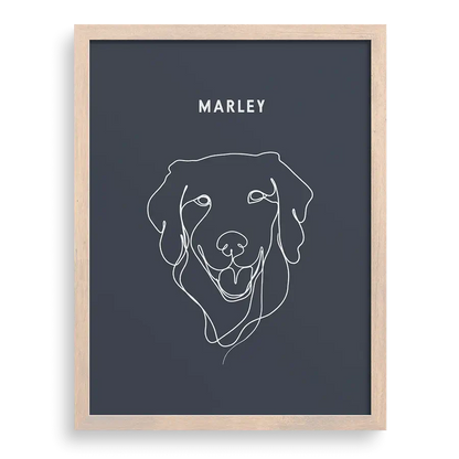 Modern wall art of a dog in line art style