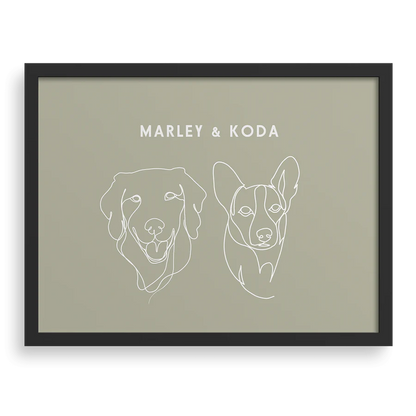 Custom Two Pet Line Drawing Portrait