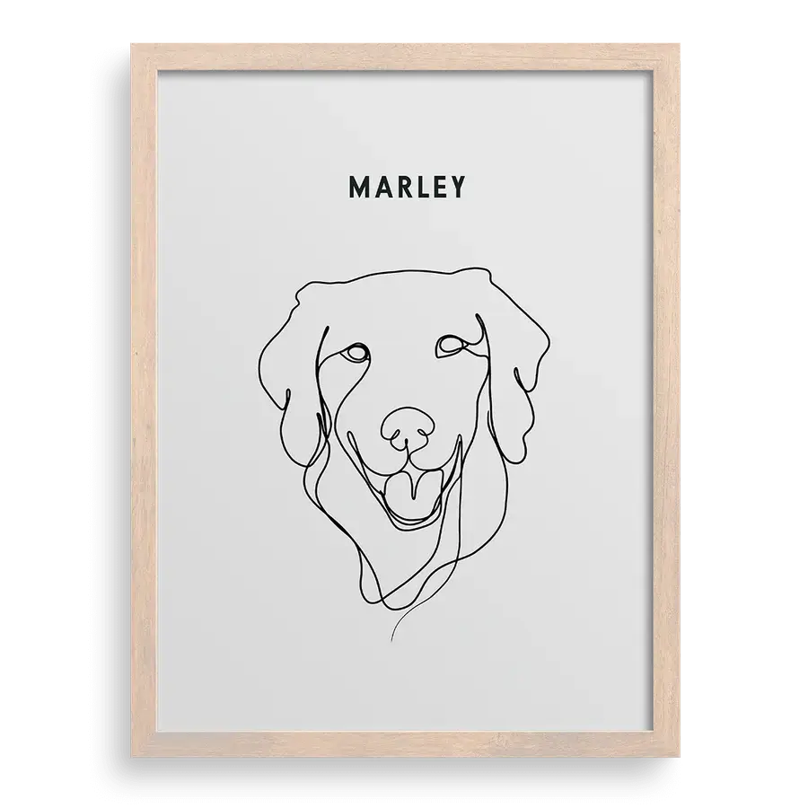 Custom hand-sketched pet portrait using one continuous line